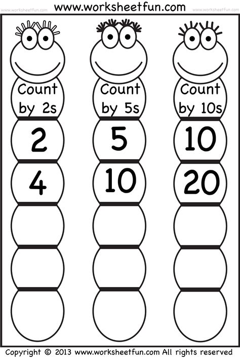 "Skip Counting" is counting by a number that is not 1. Example: We Skip Count by 2 like this: 2, 4, 6, 8, 10, 12, 14, 16, 18, 20, ... Learning to "Skip Count" helps you: count many things quickly. learn your multiplication tables. Skip Counting by 10s is the easiest. It is like normal counting (1, 2, 3,...) except there is … See more